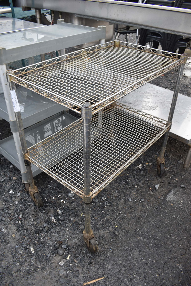 Chrome Finish 2 Tier Cart on Commercial Casters. 18x30x32