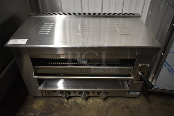 BRAND NEW SCRATCH AND DENT! Cooking Performance Group CPG 351S36SBN Stainless Steel Commercial Natural Gas Powered Salamander Broiler Cheese Melter. 36,000 BTU.