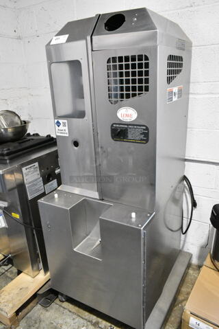 Fresh N Squeeze POS-1 Stainless Steel Commercial Floor Style Automatic Citrus Juicer on Commercial Casters. 120 Volts, 1 Phase. Tested and Working!