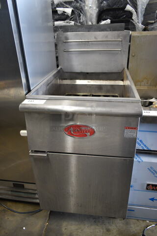 2020 Avantco FF518-N Stainless Steel Commercial Floor Style Natural Gas Powered 100 Pound Capacity Deep Fat Fryer. 150,000 BTU. 