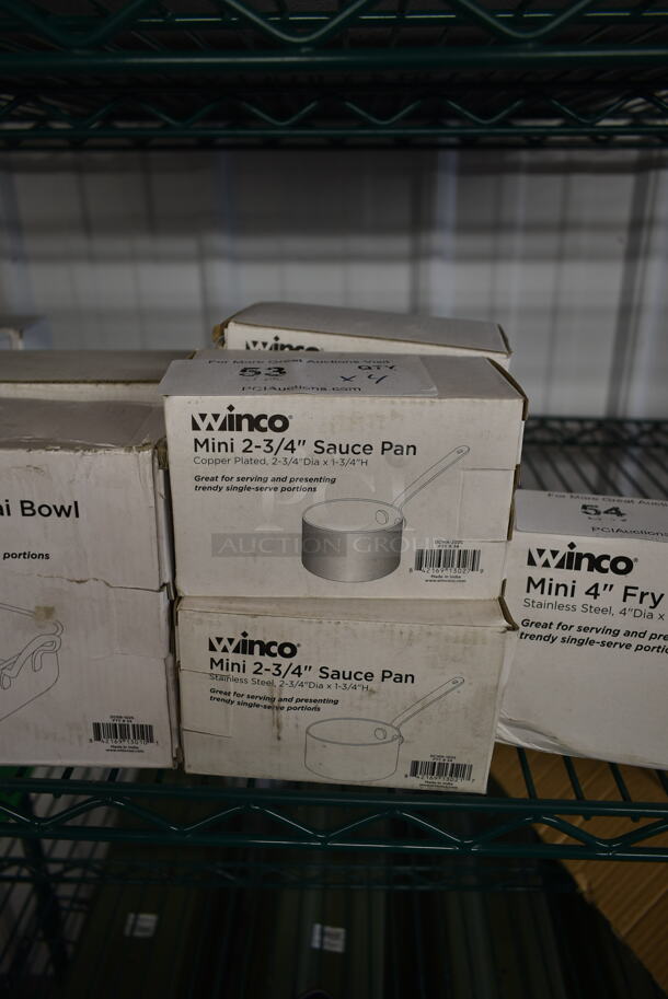 4 BRAND NEW IN BOX! Winco Mini 2-3/4" Sauce Pan. 4 Times Your Bid!