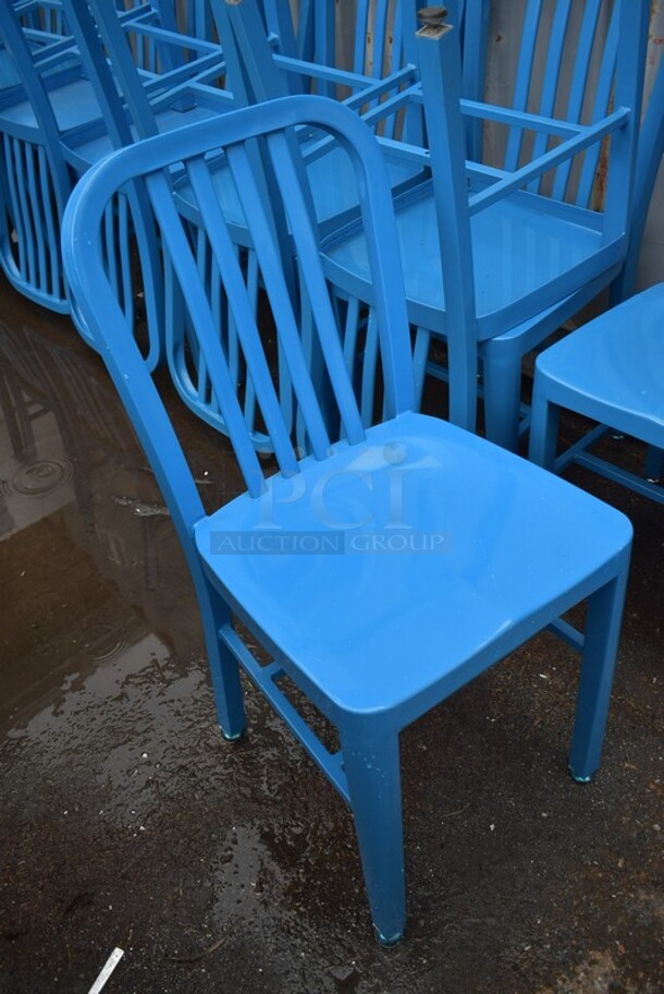 16 Blue Metal Dining Height Chairs. 16 Times Your Bid!