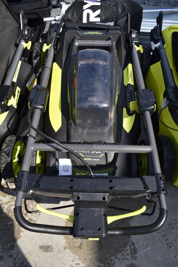 Ryobi RY401012VNM Metal Brushless 20" Electric Powered Self Propelled Lawnmower. Does Not Come w/ Battery. 21x40x14.5