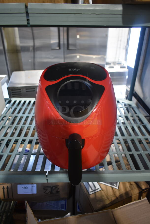 BRAND NEW SCRATCH AND DENT! Deco Chef DCDAIRFR Metal Red Countertop Air Fryer. 120 Volts, 1 Phase. 