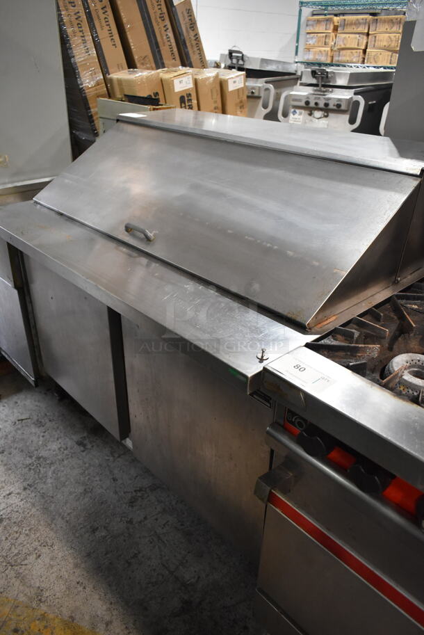 Beverage Air SP48-18M Stainless Steel Commercial Sandwich Salad Prep Table Bain Marie Mega Top on Commercial Casters. 115 Volts, 1 Phase. Tested and Powers On But Does Not Get Cold - Item #1116891
