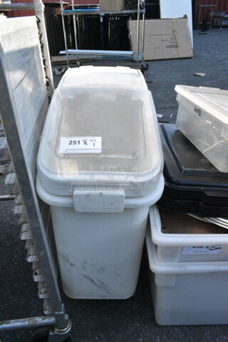 White Poly Ingredient Bin on Commercial Casters. 