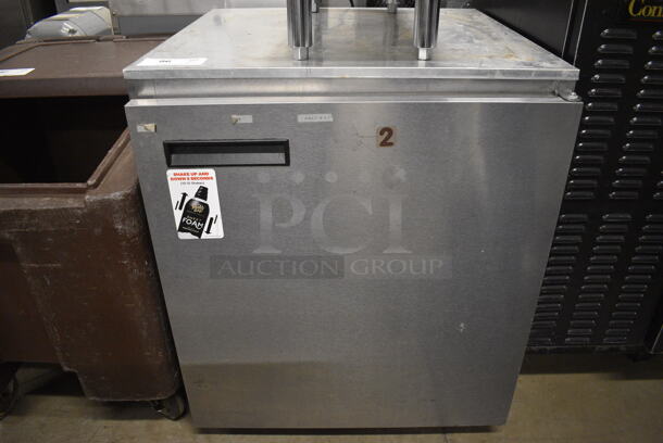 Delfield Model 406CA-DD1 Stainless Steel Commercial Single Door Undercounter Cooler on Commercial Casters. 115 Volts, 1 Phase. 27x28x32. Tested and Working!