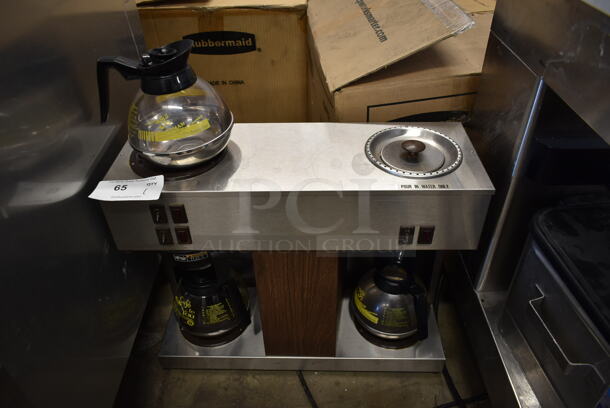Bunn VPS Stainless Steel Commercial Countertop 3 Burner Coffee Machine w/ 3 Coffee Pots and Poly Brew Basket. 120 Volts, 1 Phase. 