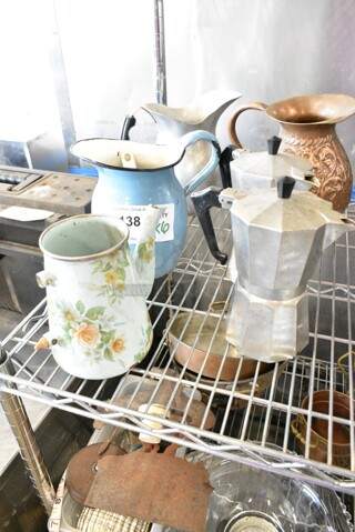 6 Various Pitchers Including Metal and Ceramic. 6 Times Your Bid! 