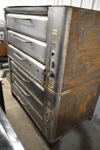 2 Stainless Steel Commercial Natural Gas Powered Double Deck Pizza Oven. 2 Times Your Bid!