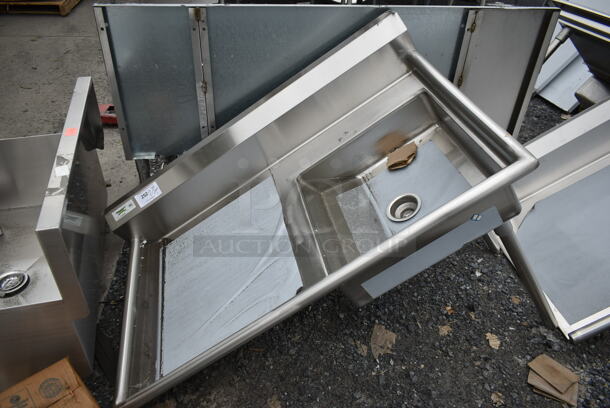 BRAND NEW SCRATCH AND DENT! Regency 600UDT50R Stainless Steel Commercial Single Bay Sink w/ Left Side Drain Board. 