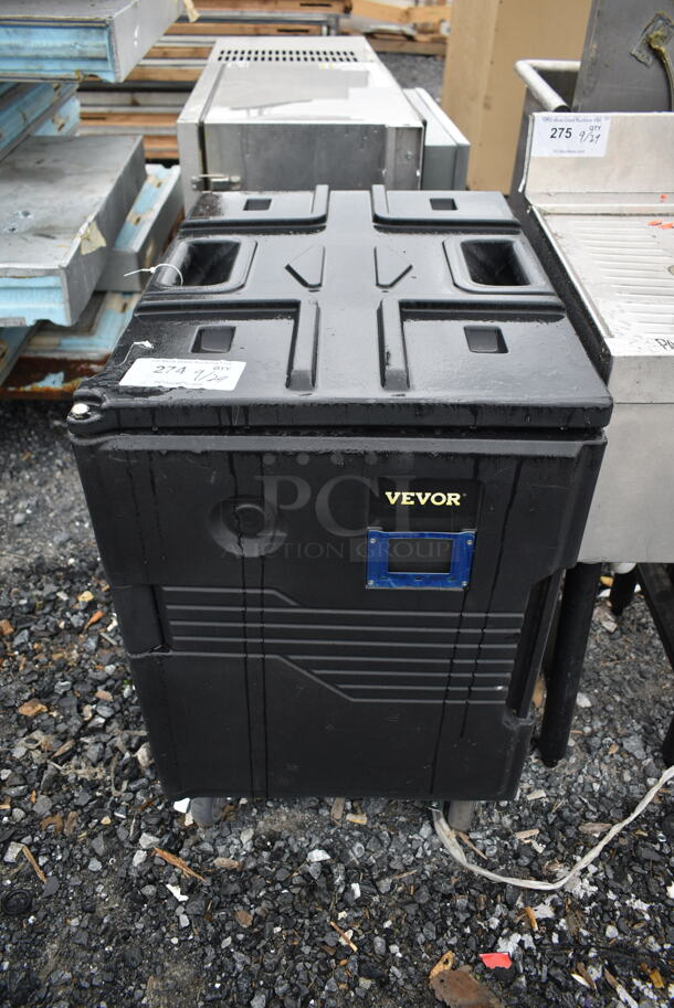 Vevor Black Poly Insulated Food Carrying Case on Commercial Casters.
