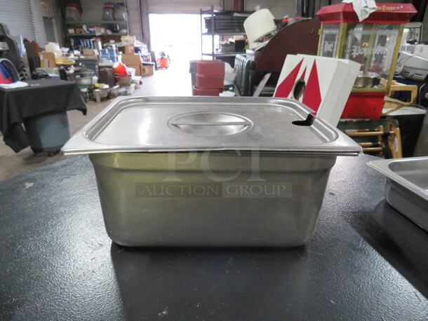 One Half Size 6 Inch Deep  Hotel Pan With Lid.