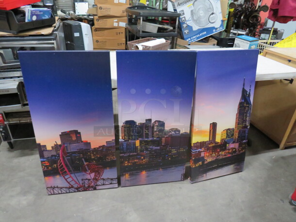 Canvas Downtown Nashville Skyline. 18X36. 3XBID