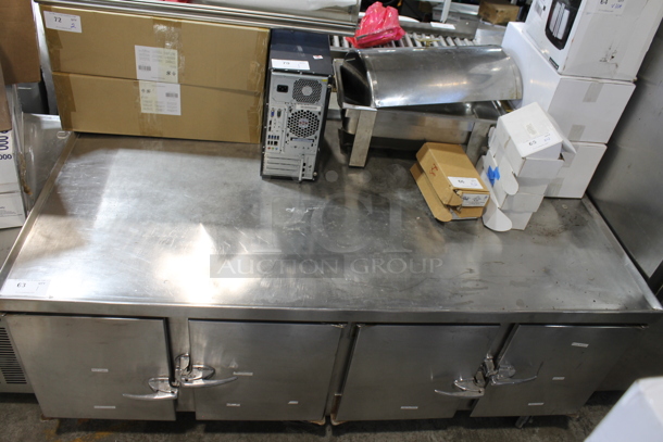 Stainless Steel Commercial 4 Door Work Top Unit. Cannot Test Due To Missing Power Cord