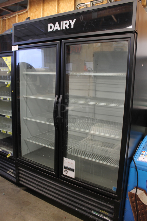 2019 True GDM-49-HC ENERGY STAR Metal Commercial 2 Door Reach In Cooler Merchandiser w/ Poly Coated Racks on Commercial Casters. 115 Volts, 1 Phase. Tested and Working!
