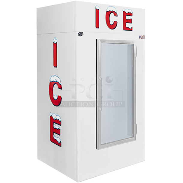 BRAND NEW SCRATCH & DENT! Leer 40CG 51" Indoor Cold Wall Ice Merchandiser with Straight Front and Glass Door, Accomodates Up To (100) 10Lb. Bags Of Ice. 115v. Tested. Turns On And Quickly Drops Down Temperature. 