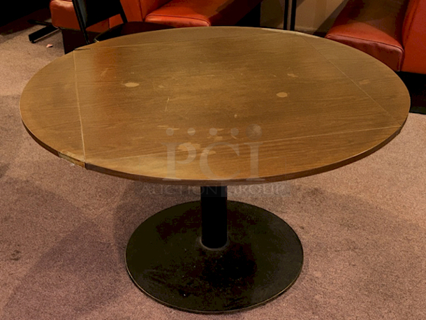 AMAZING! 36" Square to 51" Round Locking Drop Leaf Tabletop With Walnut Finish and Heavy Duty Weighted Base 36"/51" x 29"