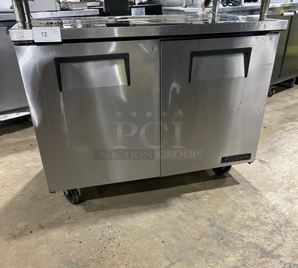 True Commercial 2 Door Lowboy/Worktop Cooler! All Stainless Steel! With Poly Coated Racks! On Casters! 115V 1 Phase! Model: TUC-48! - Item #1145126