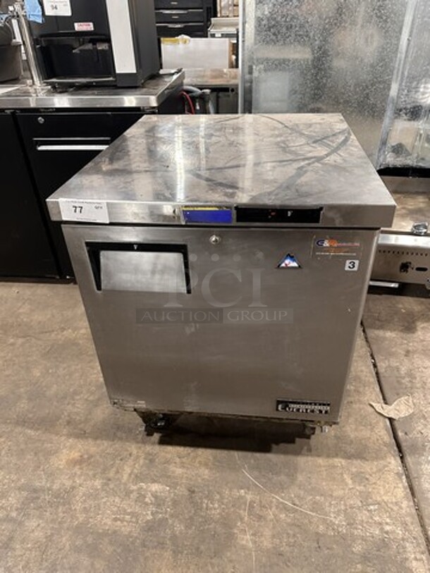 Everest ETBF1 Stainless Steel Commercial Single Door Undercounter Freezer on Commercial Casters. 115 Volts, 1 Phase. 28x32x34. Tested and Working!