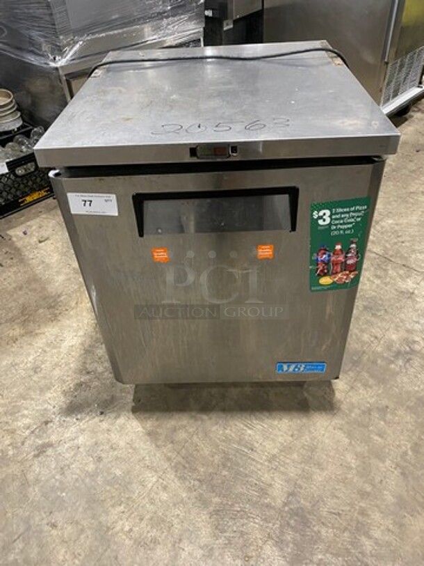 Turbo Air Commercial Single Door Lowboy/ Worktop Freezer! With Poly Coated Racks! All Stainless Steel! On Casters! Model: MUF28 115V 60HZ 1 Phase