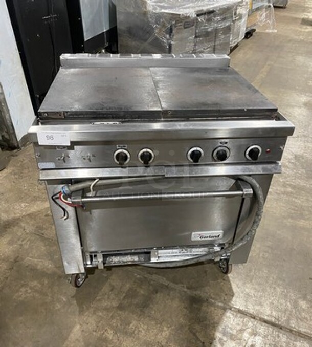 Garland Commercial Electric Powered French Top/ Hot Plate Stove! With Oven Underneath! All Stainless Steel! On Casters!