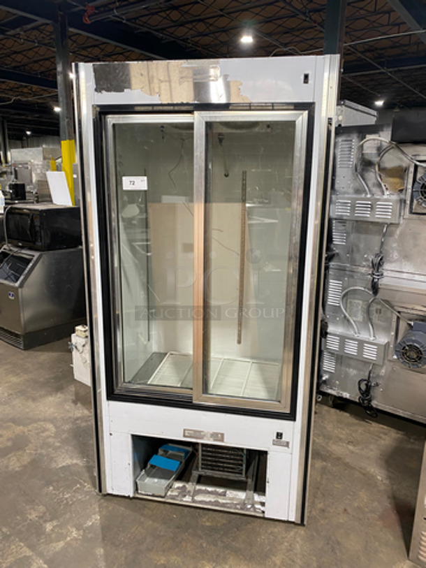 Leader Commercial 2 Door Reach In Cooler Merchandiser! With View Through Doors! With Poly Coated Racks! Model: LS38SC SN: PV03S1507 115V 60HZ 1 Phase