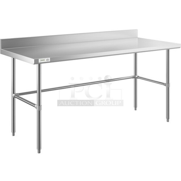 BRAND NEW SCRATCH AND DENT! Regency 600WT30X72BS 30" x 72" 16 Gauge 304 Stainless Steel Commercial Open Base Work Table with 4" Backsplash