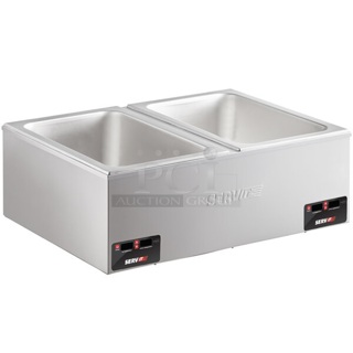 BRAND NEW SCRATCH AND DENT! 2024 ServIt 423FW200D 12" x 20" Full Size Dual Well Electric Countertop Food Warmer with Digital Controls. 120 Volts, 1 Phase. 