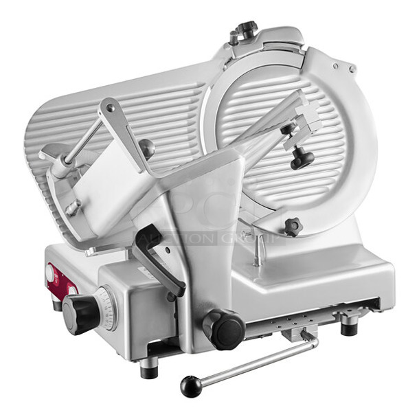 BRAND NEW SCRATCH AND DENT! Estella 348SLM12 Stainless Steel Commercial Countertop Meat Slicer w/ Blade Sharpener. 120 Volts, 1 Phase. Tested and Working!