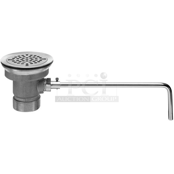 BRAND NEW IN BOX! Fisher 28932 DrainKing Chrome Lever Handle Waste Valve with 3 1/2" Sink Opening, 1 1/2" / 2" Drain Opening, and Flat Strainer