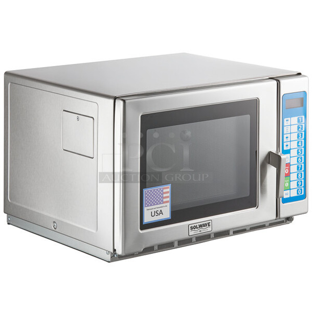 BRAND NEW SCRATCH AND DENT! 2023 Solwave SWA21T Ameri-Series Medium-Duty Stainless Steel Commercial Microwave with Push Button Controls. 208/240 Volts, 1 Phase. 