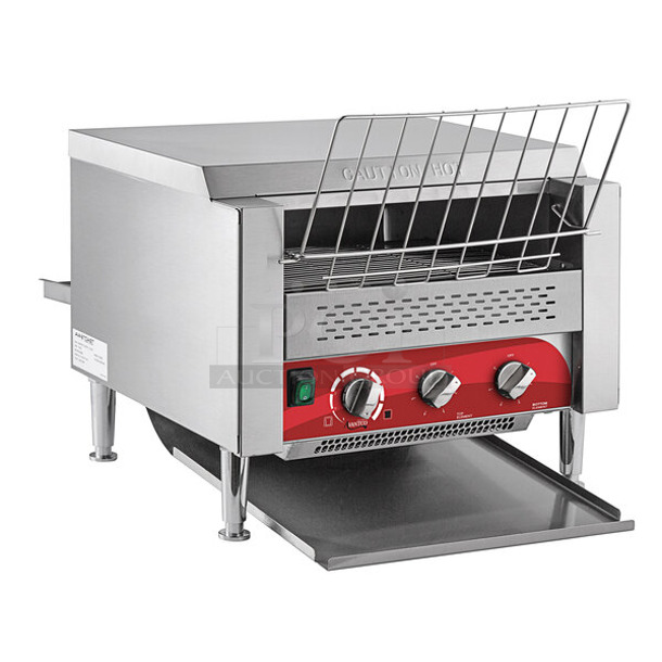 BRAND NEW SCRATCH AND DENT! Avantco 184T3600D Stainless Steel Commercial 14 1/2" Wide Conveyor Toaster with 3" Opening. 240 Volts, 1 Phase.