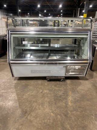 AWESOME! Leader 7/11 Style Commercial Refrigerated Slanted Glass Meat Deli Display Case! With Additional Top Display! With Rear Access Sliding Doors! With Stainless Steel Shelves! 115V 1 Phase! Model: SDL72 S/C SN: PU07s0711!