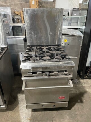 DCS Commercial Natural Gas Powered 4 Burner Stove! With Oven Underneath! With Backsplash! All Stainless Steel! On Legs!