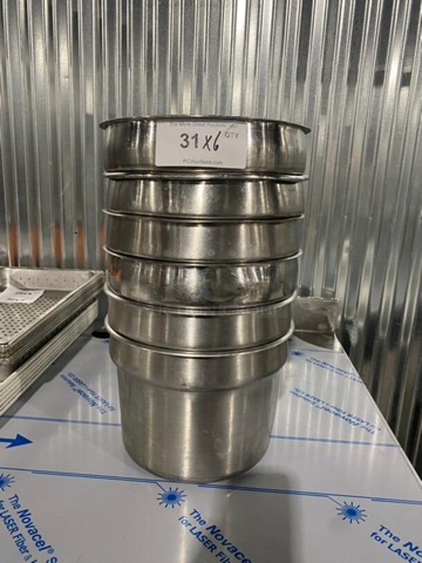 All Stainless Steel Round Food Container! 6 X Your Bid!