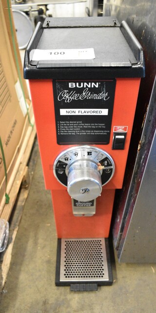 Bunn G3 HD RED Metal Commercial Countertop Coffee Bean Grinder. 120 Volts, 1 Phase. 