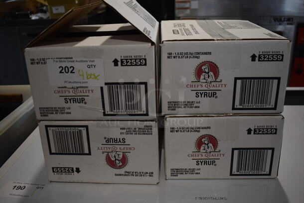4 Boxes of Chef's Quality Syrup Packets. 4 Times Your Bid!