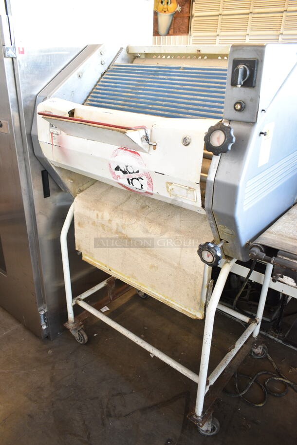 FBM Metal Commercial Floor Style Bread Loaf Slicer on Commercial Casters. Cannot Test Due To Cut Power Cord - Item #1117931