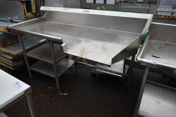 Stainless Steel Commercial Left Side Clean Side Dishwasher Table w/ 2 Under Shelves.