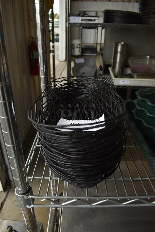 9 Black Metal Wire Bread Baskets. 7x15x2. 9 Times Your Bid!