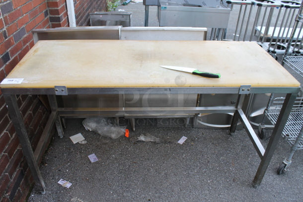 Metal Table Frame w/ Cutting Board Tabletop.