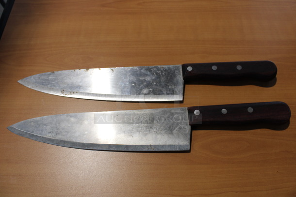 2 Sharpened Stainless Steel Chef Knives. 15". 2 Times Your Bid!