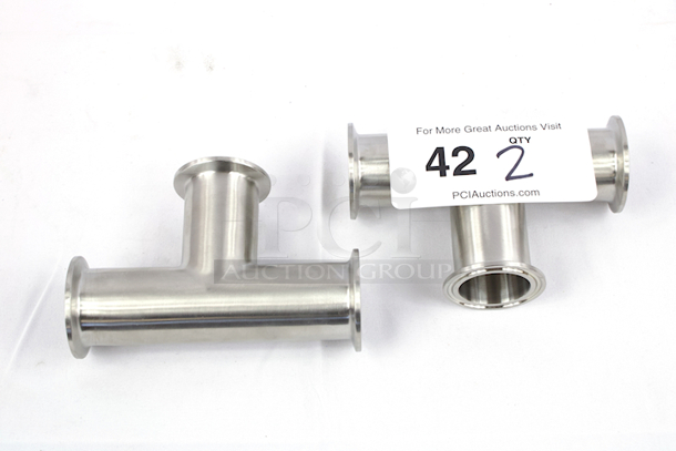 NEW/NEVER USED Glacier Tanks 304 Stainless Steel  1-1/2" Tri-Clamp Connection  Long Tee 3.742” x 1.984”x5”. 2x Your Bid