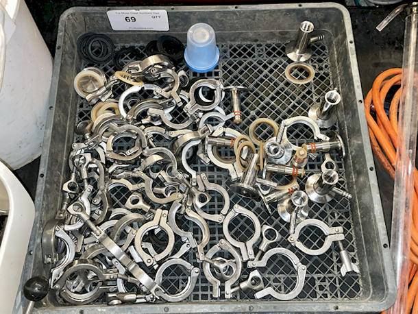 Huge Lot of Tri-Clamps, Gaskets and Fittings. 48 Pieces In Total. 48x Your Bid
