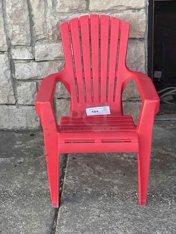 SWEET! Adams RealComfort Adirondack Kid's Chair, Cherry Red, Polypropylene Frame. *Adult Chair For Comparison.  18-1/4x23x23-3/4